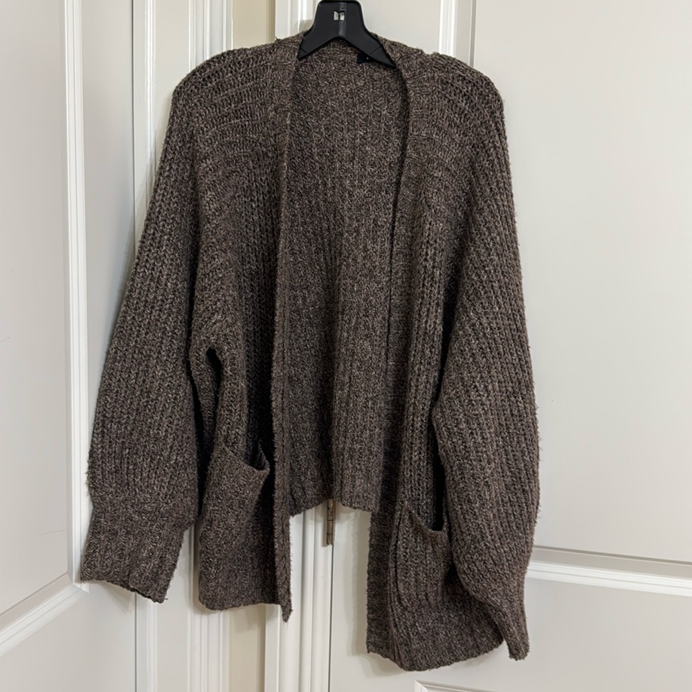 Olivaceous Chunky Ribbed Open-Front Cardigan in Brown - Picture 2 of 5